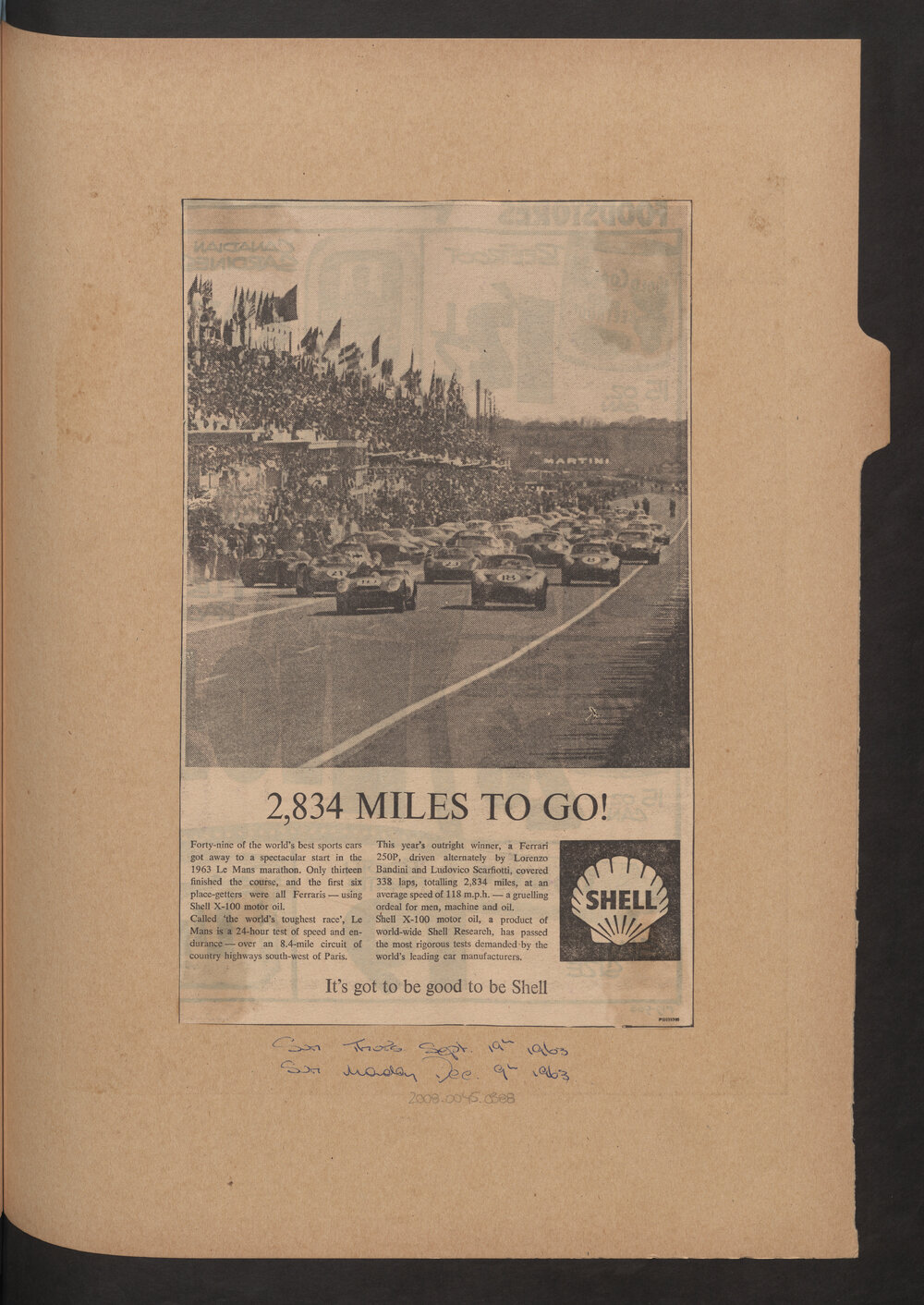 Press cuttings of Shell product advertising [69 of many]