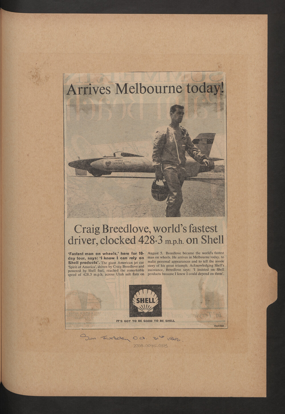 Press cuttings of Shell product advertising [74 of many]