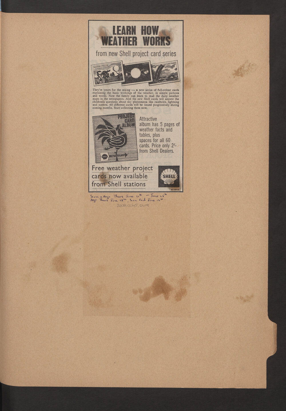 Press cuttings of Shell product advertising [100 of many]