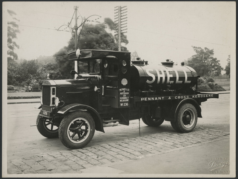 Photographs of Shell tank trucks and other vehicles servicing Victoria [4 of many]