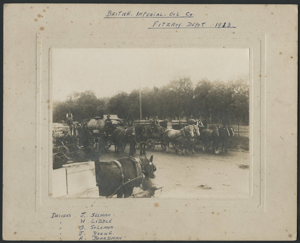 Drivers from the Fitzroy Depot, with their horse drawn wagons [1 of many]
