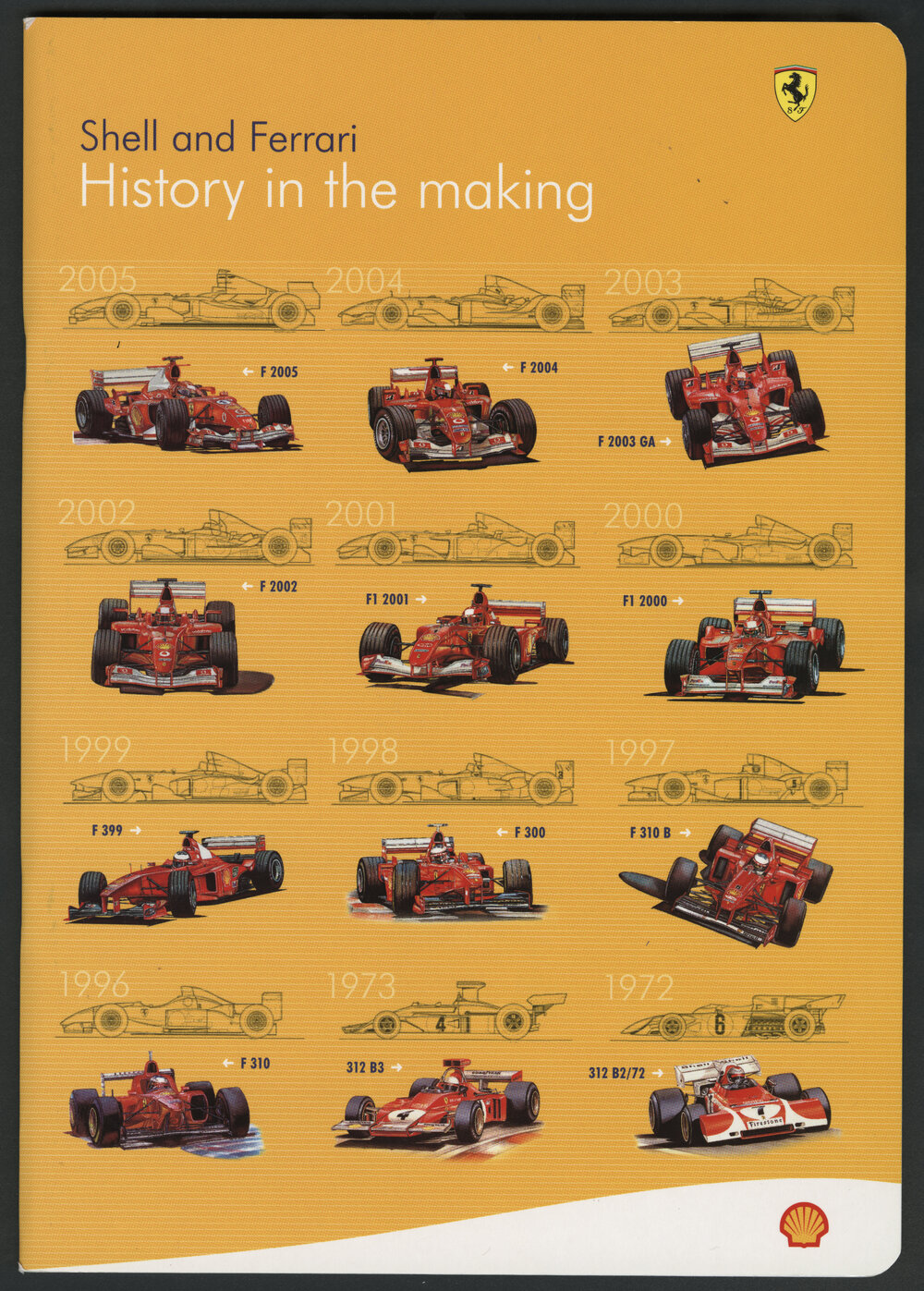 Advertisement for Shell Ultra Hi - Hi-Octane Unleaded; Shell's Class of 89 [racing team]; Shell and Ferrari History in the making 1950-