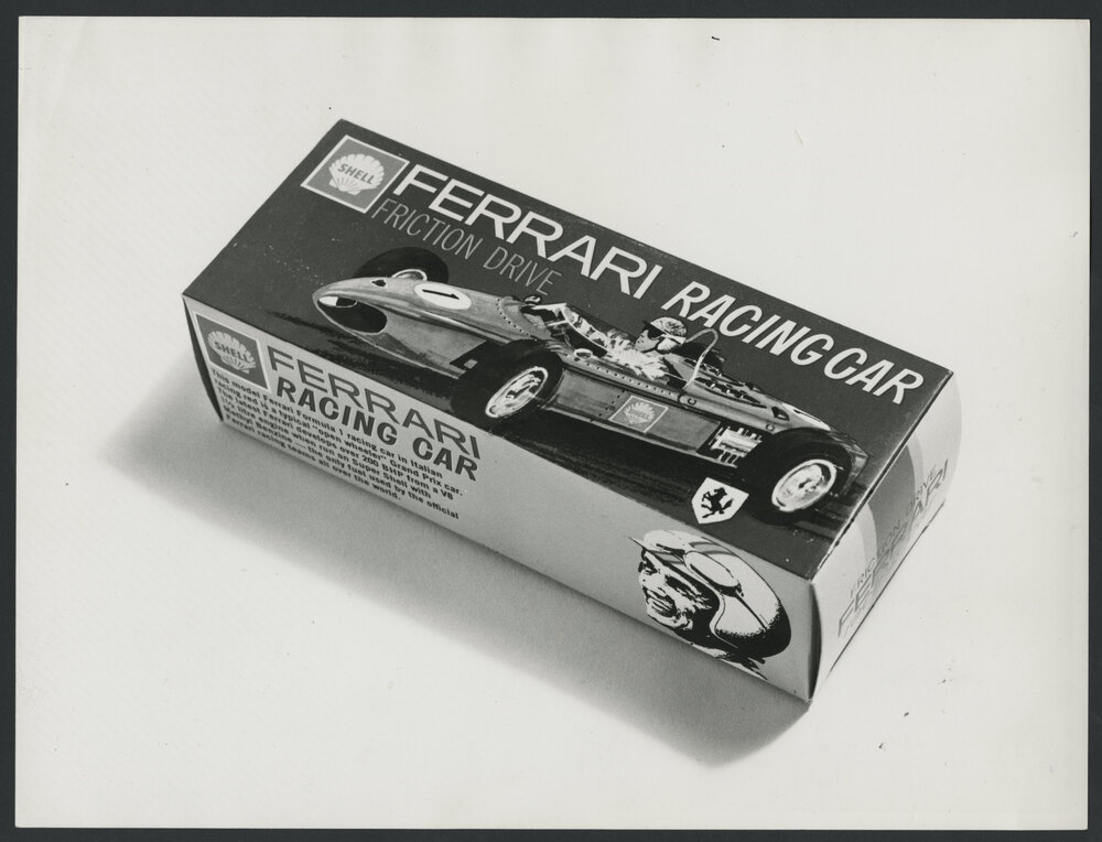 Advertisement for Shell Ultra Hi - Hi-Octane Unleaded; Shell's Class of 89 [racing team]; Shell and Ferrari History in the making 1950-