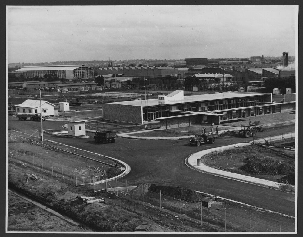 Photographs of Clyde Refinery entrance, administrative and staff amenities buildings, 1960s [8 of many]