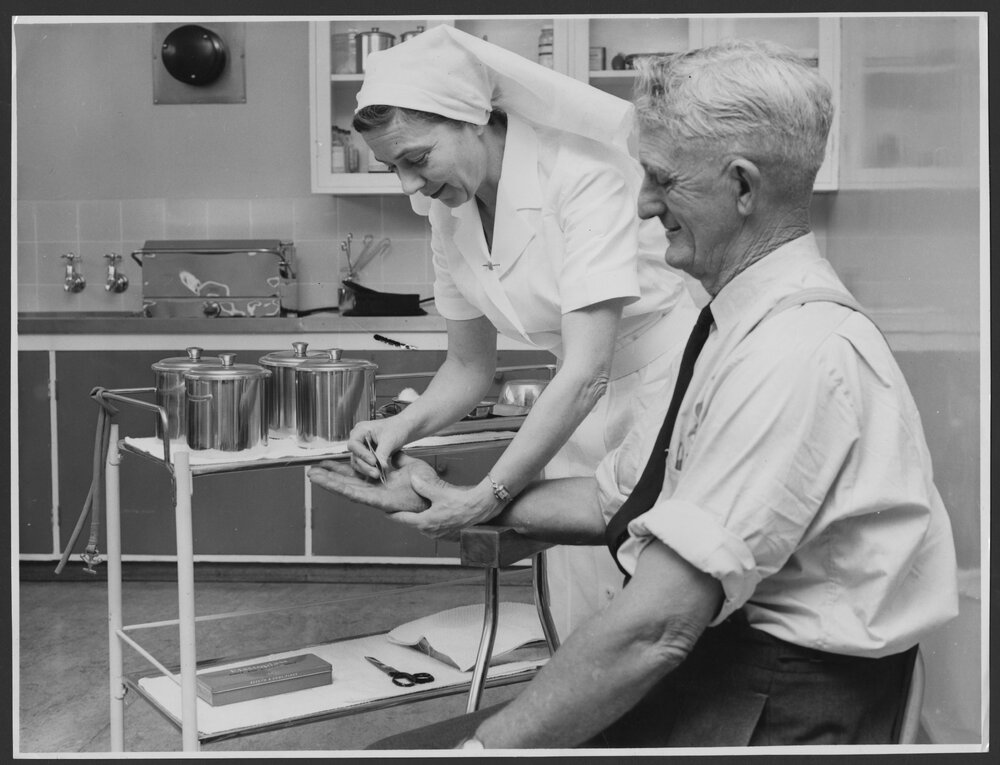 Photographs of workers at their jobs, special events, and training courses [7 of many]