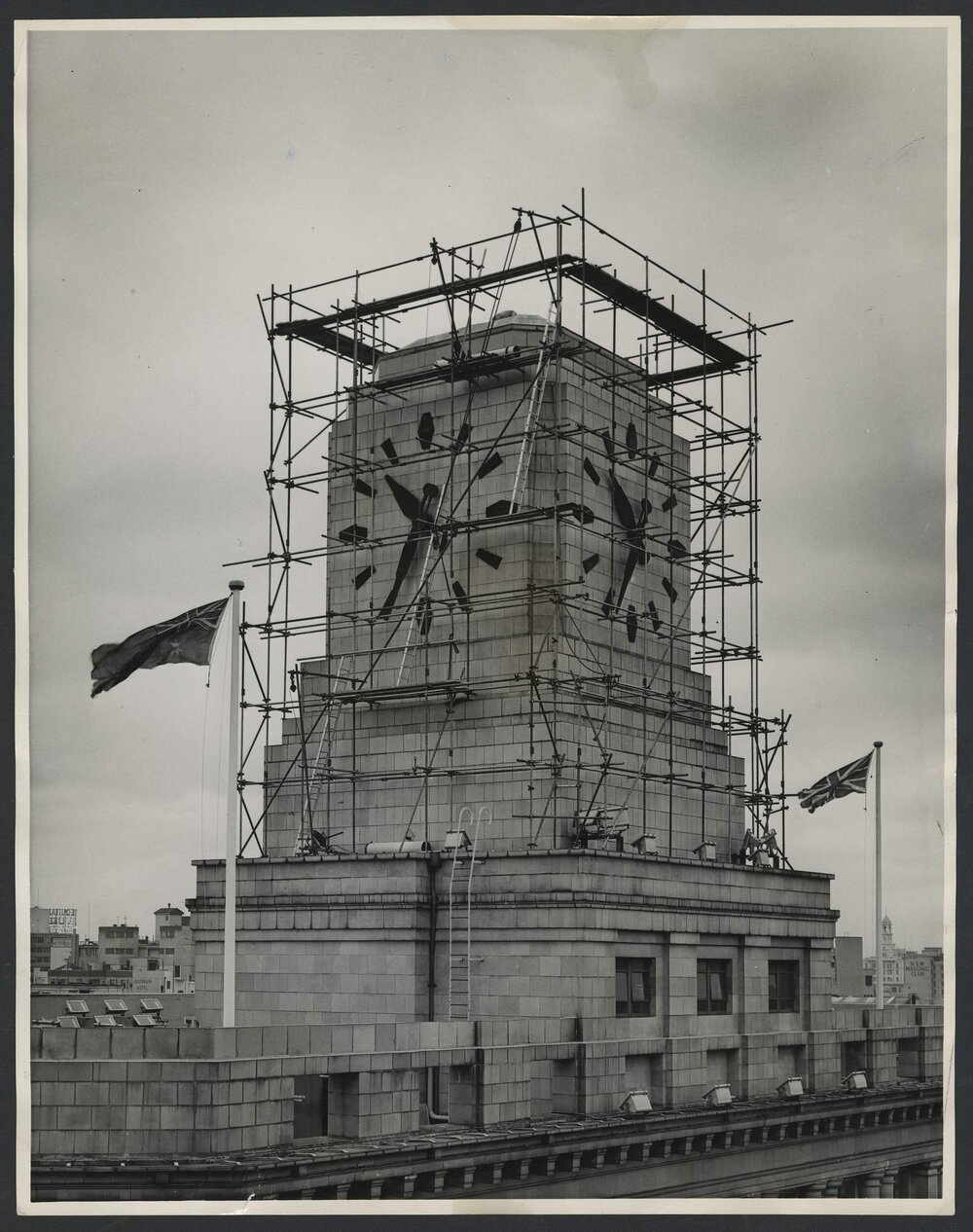 Shell House Clock tower under construction