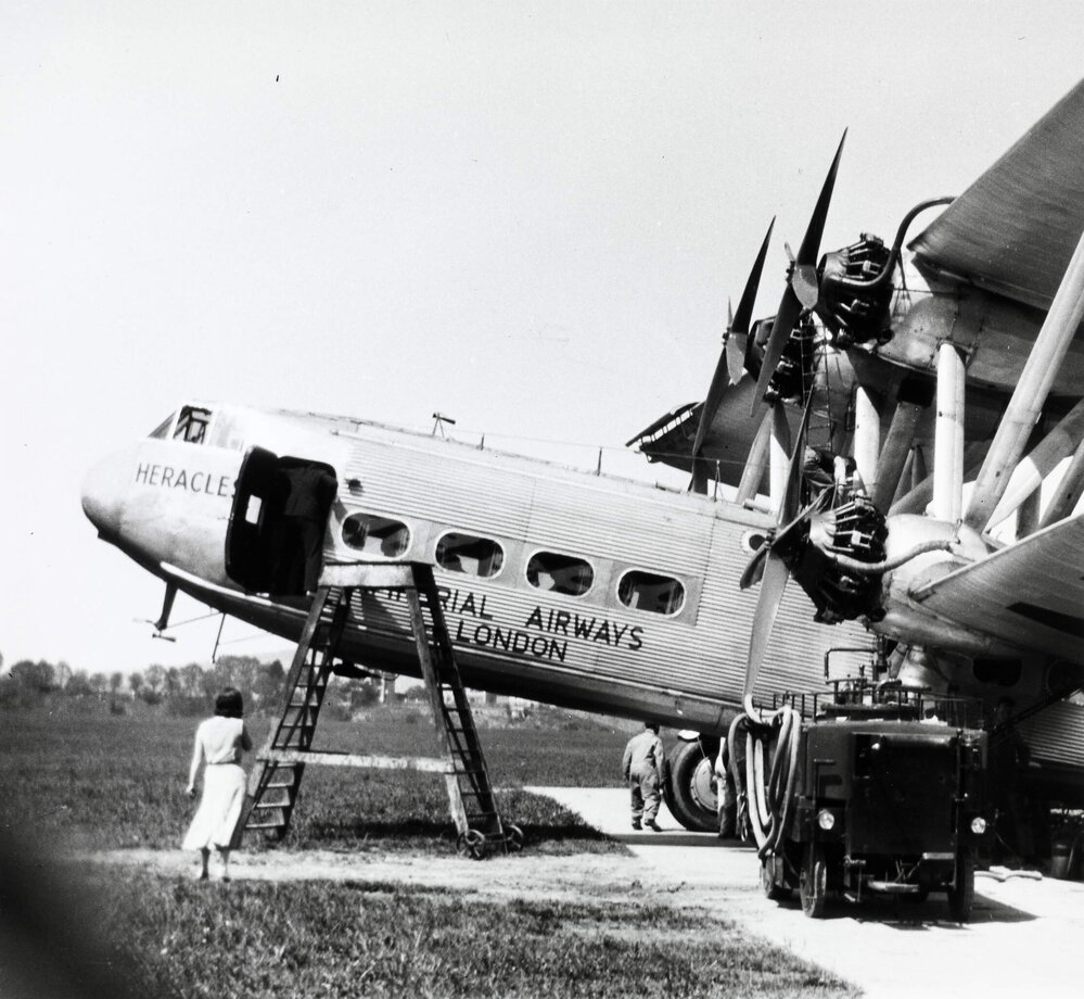 A British built Handley Page HP.42 bi- plane airliner at an unknown location