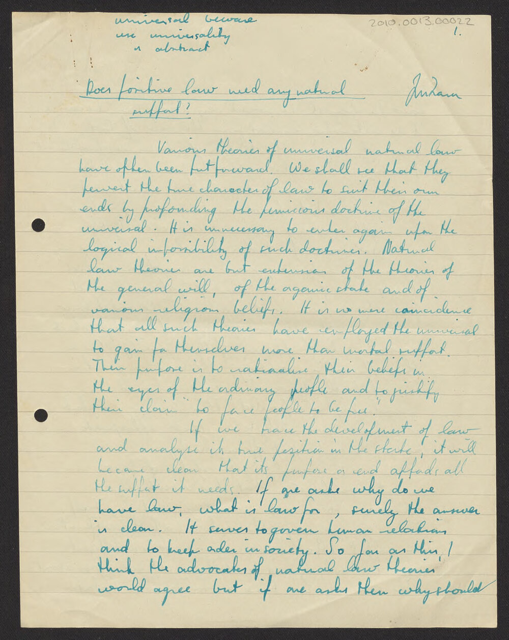 Does primitive law need any natural support?