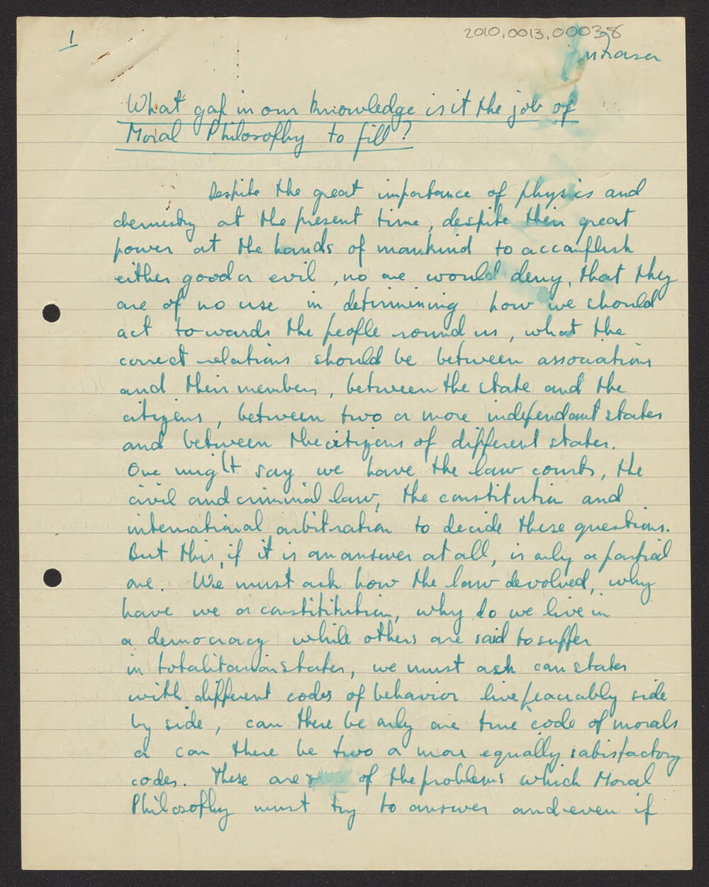 What gap in our knowledge is it the job of moral philosophy to fill