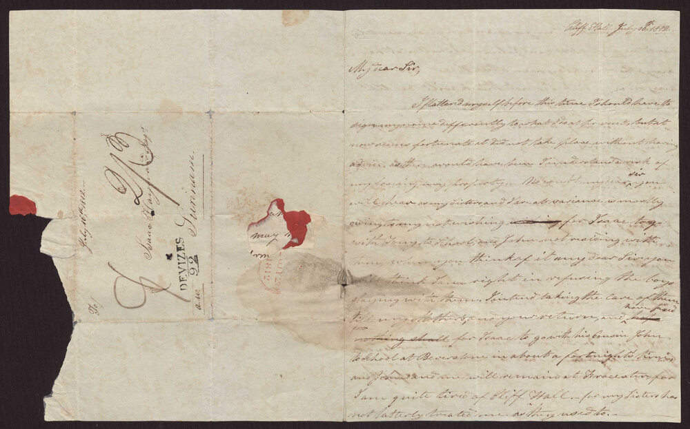 Letter Anna Wiltens Andree. England to Isaac Hayward, Surinam