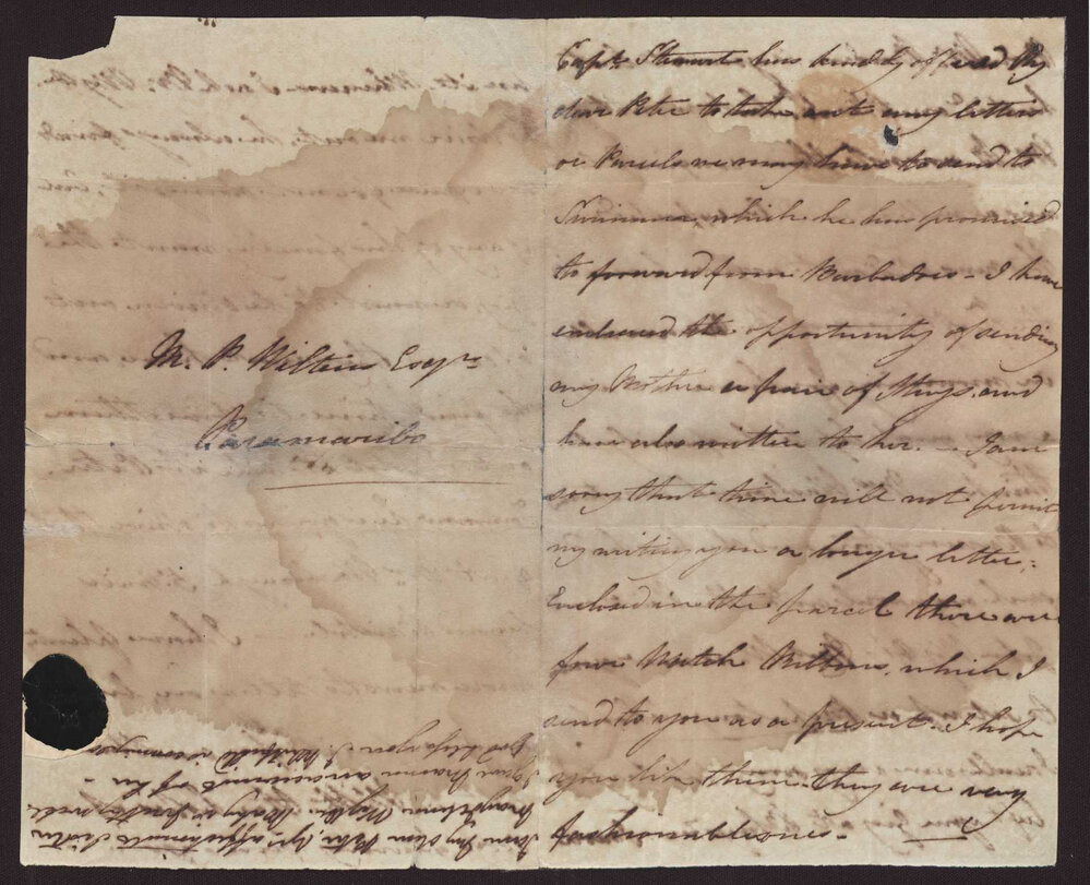 Letter Mrs E Wylde to M P W A, Surinam