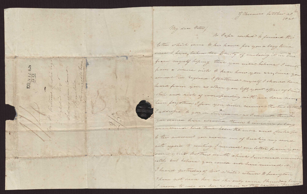 Letter (Mrs) M A  Wiltens (Mrs JF Wiltens Andree) to M P W A, Blagdon Court