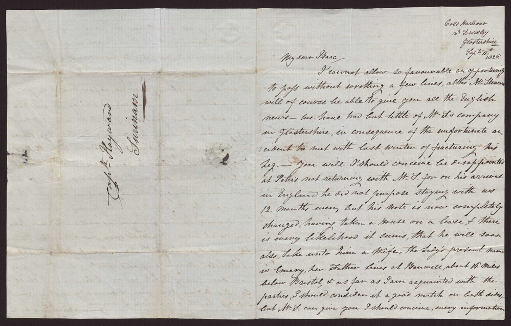 Letter J C Hayward to Isaac Hayward, Surinam