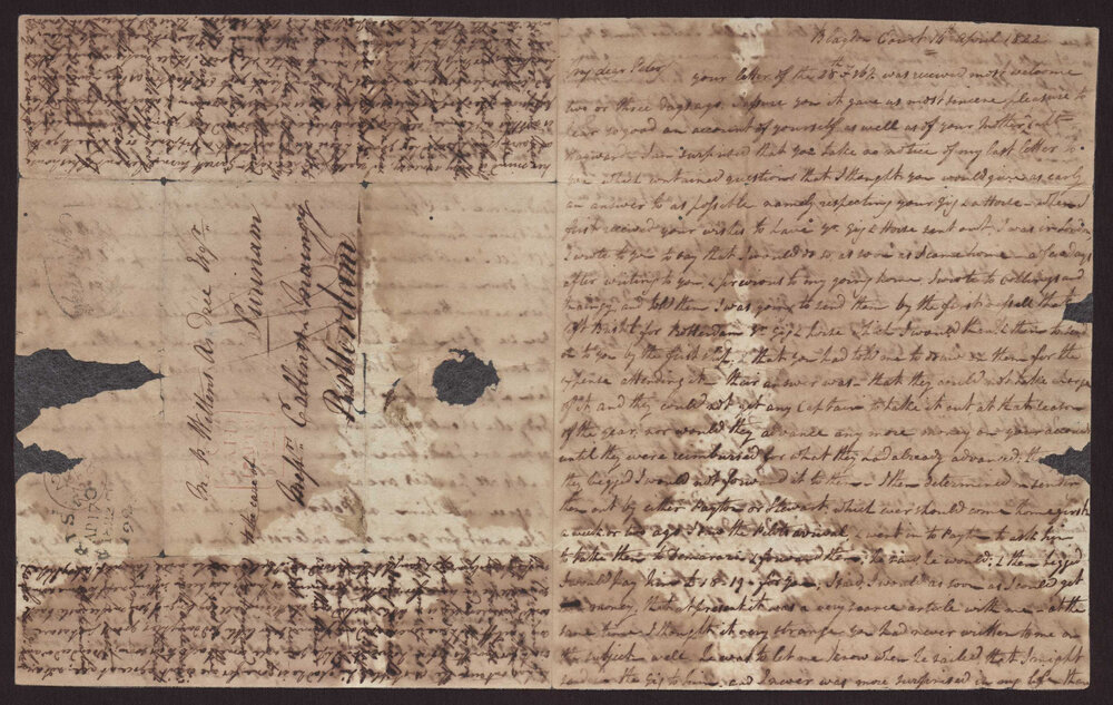 Letter Magdalena (Mrs EDW)Wylde to M P Wiltens Andree Surinam