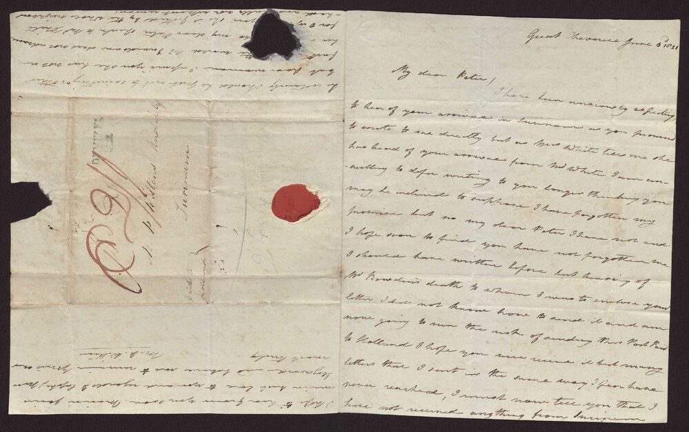 Letter M A (Mrs J F W A) Wiltens to M P W A, Surinam