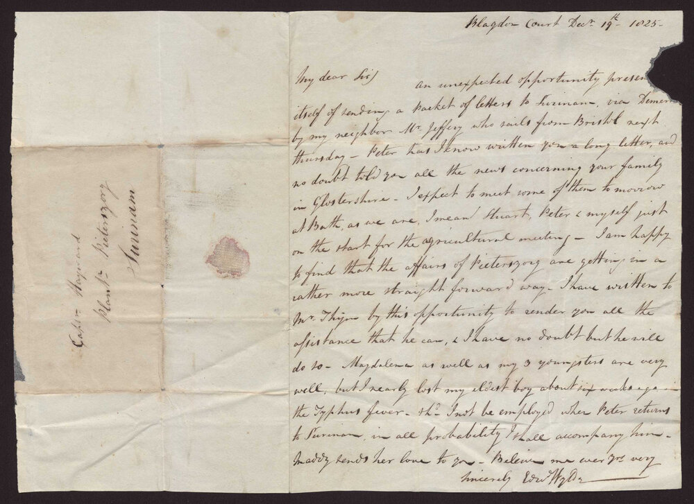 Letter Edw Wylde to Isaac Hayward, Surinam
