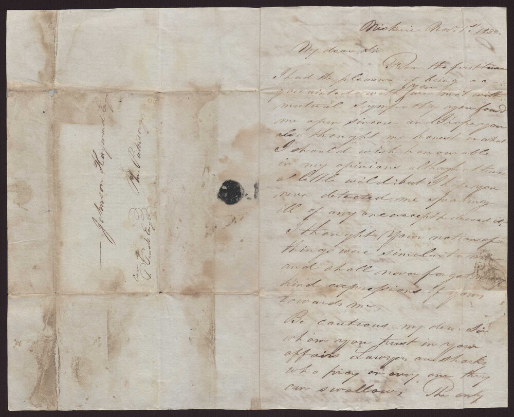 Letter Robert Crudos to Isaac Hayward, Surinam