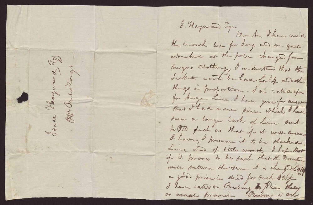 Letter Thos Trask to Isaac Hayward, Surinam