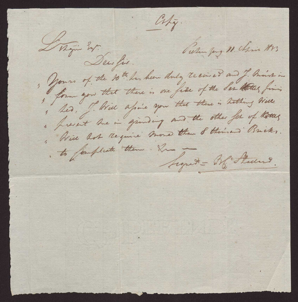 Letter W C Stallard to Isaac Hayward, Surinam, 11 April 1833