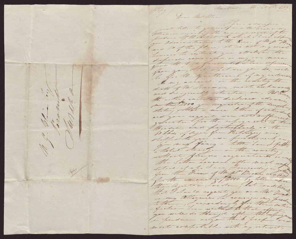 Letter Isaac Hayward, Amsterdam to N G Vlier, Surinam