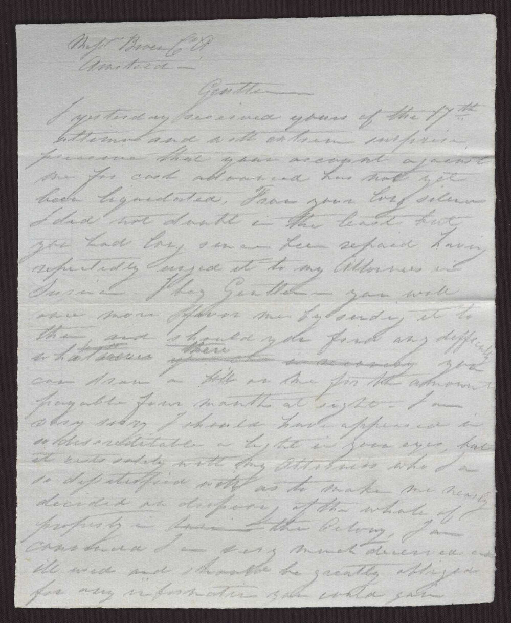 Letter I J T H, Beverstone to Broen and Co, Undated