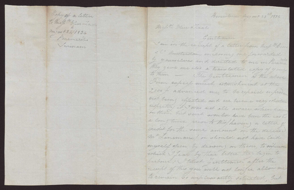 Letter I J T H, Beverstone to Vlier and Taal, Surinam
