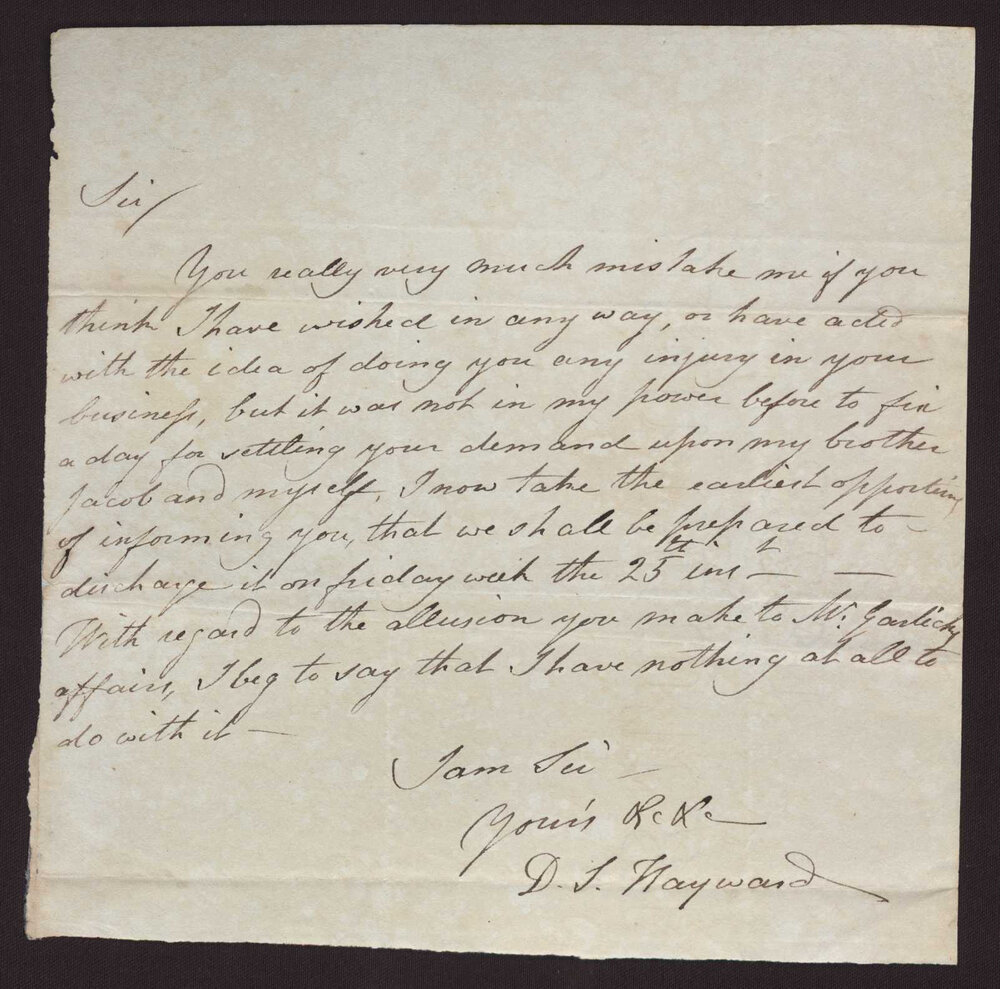 Letter D S Hayward to I J T H, Stroud, Undated