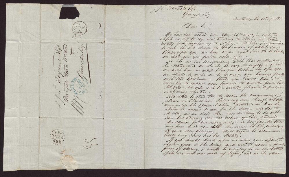 Letter Broen and Co to  I J T Hayward, Stroud, 22 September 1835