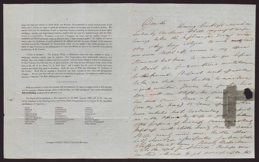 Letter Thos Chubb to I J T Hayward