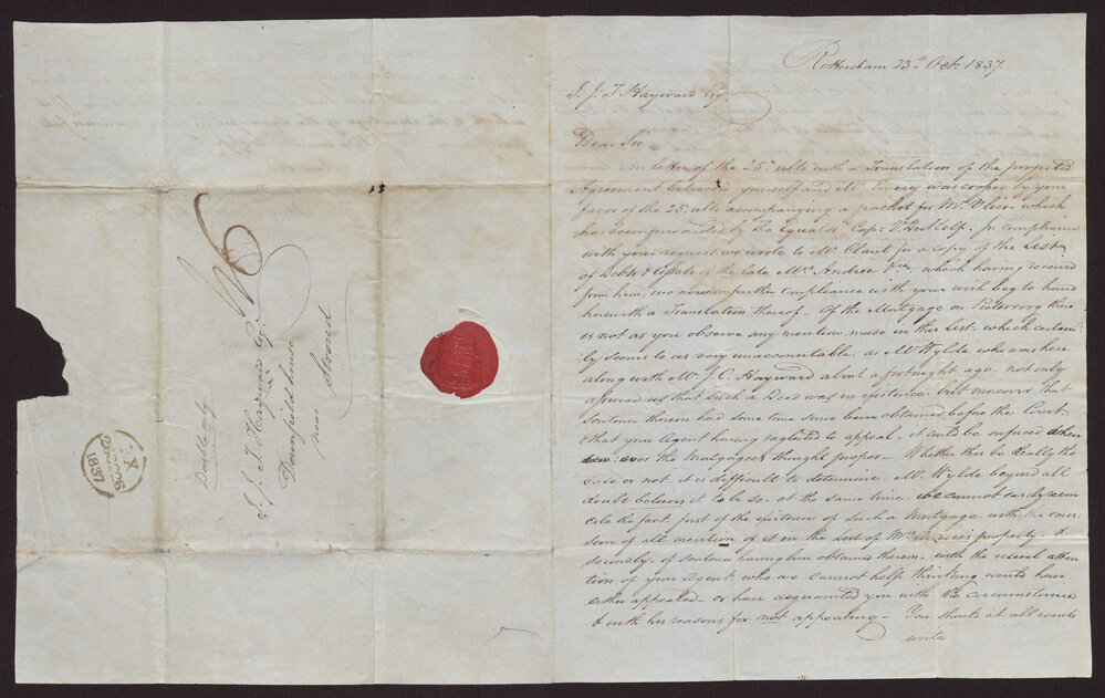 Letter Macpherson Campbbell and Co, Rotterdam to I J T Hayward