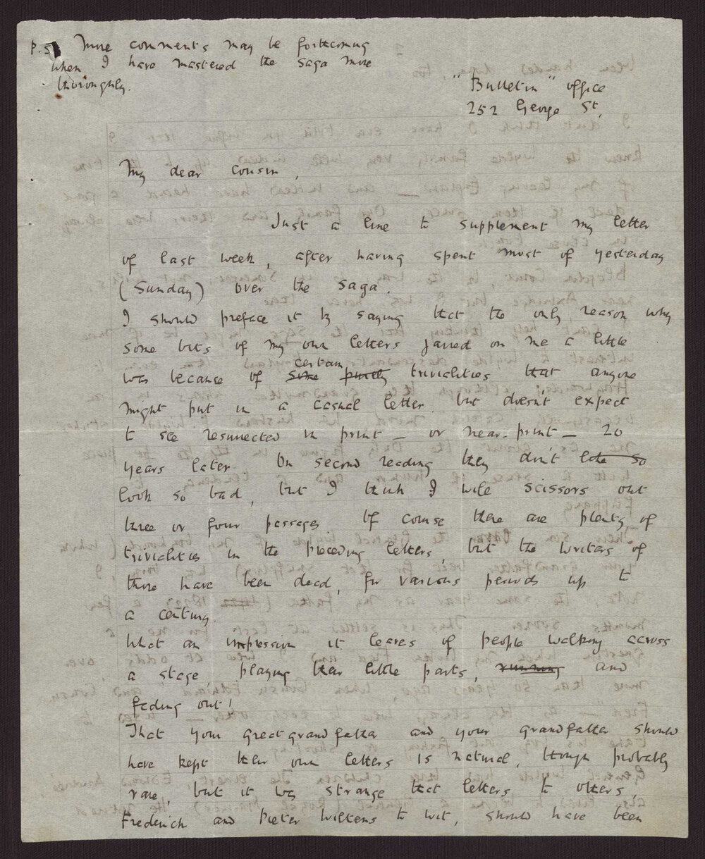 Letter C W Andree Hayward to Cousin