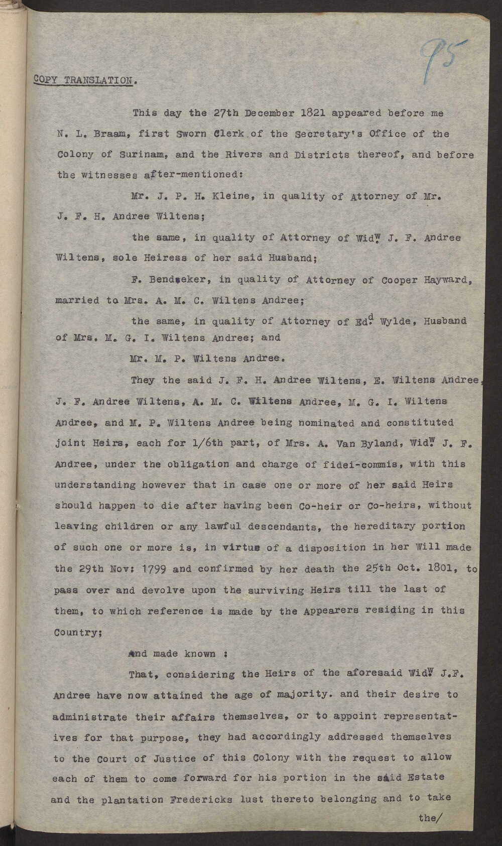 Transcript of statement of Accounts  - Division of Surinam property