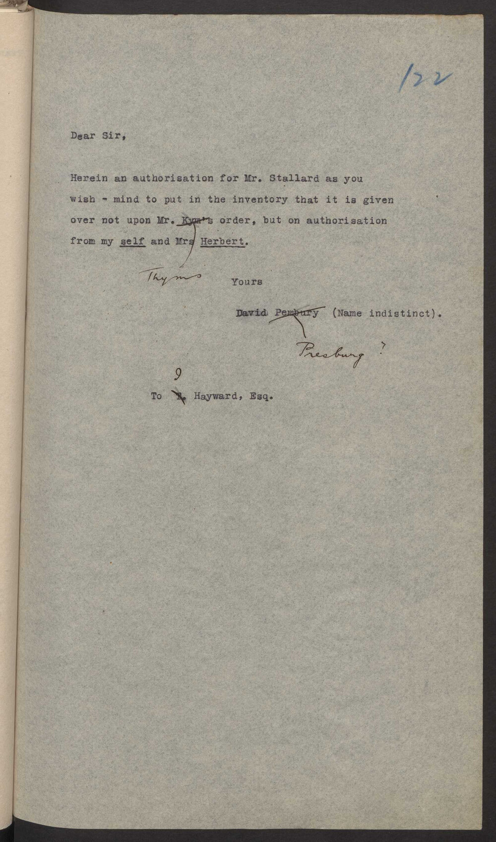 Transcript of letter David Presburg to Isaac Hayward, Surinam, Undated