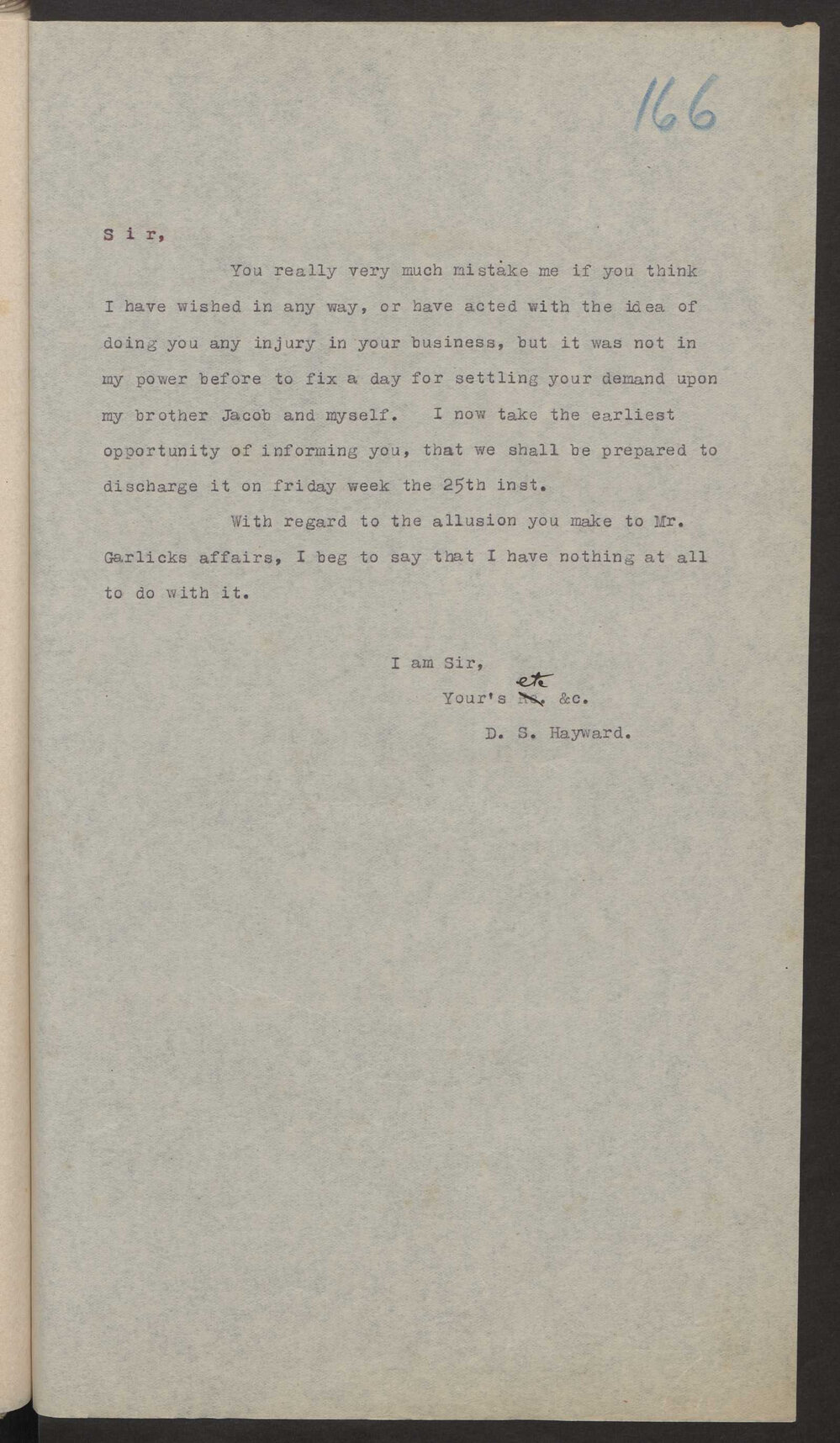 Transcript of letter D S Hayward to I J T Hayward, Stroud, Undated