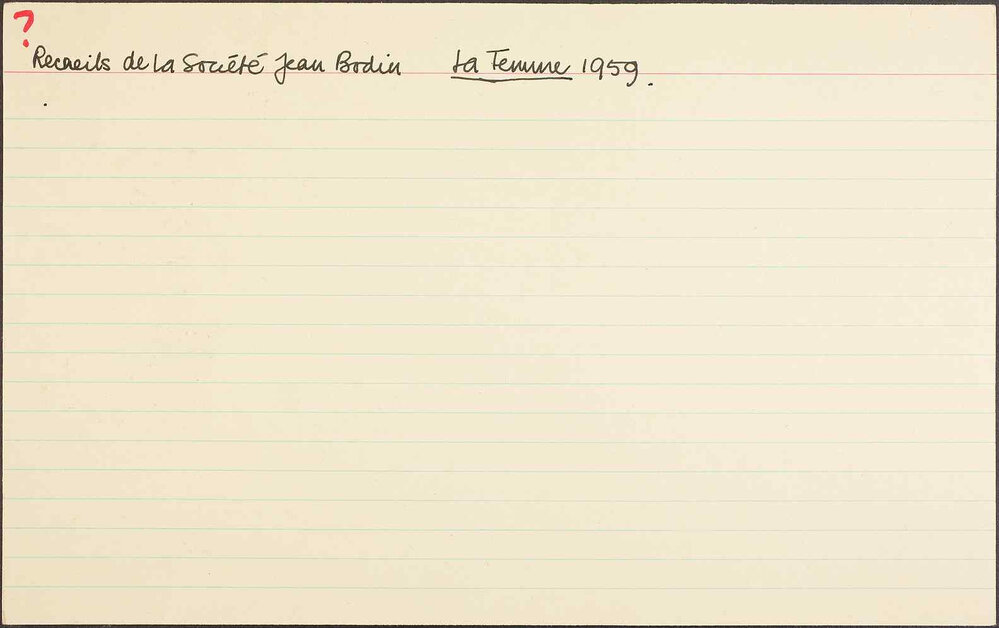 ? Recueils de la societe Jean Bodin