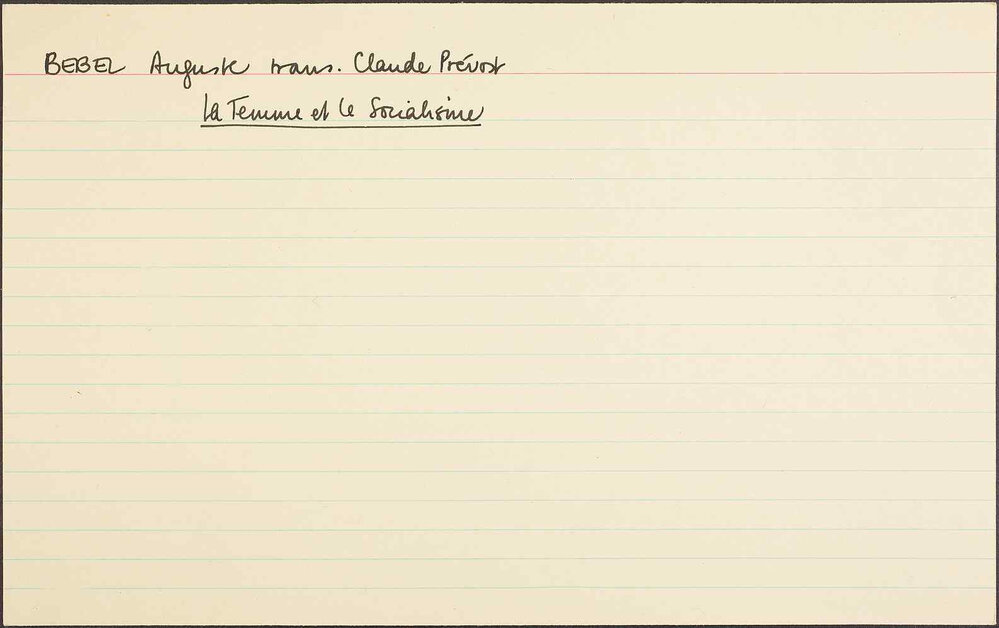Bebel Auguste trans Claude Prevost
