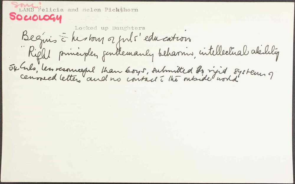 Soul? Sociology. Lamb Felicia