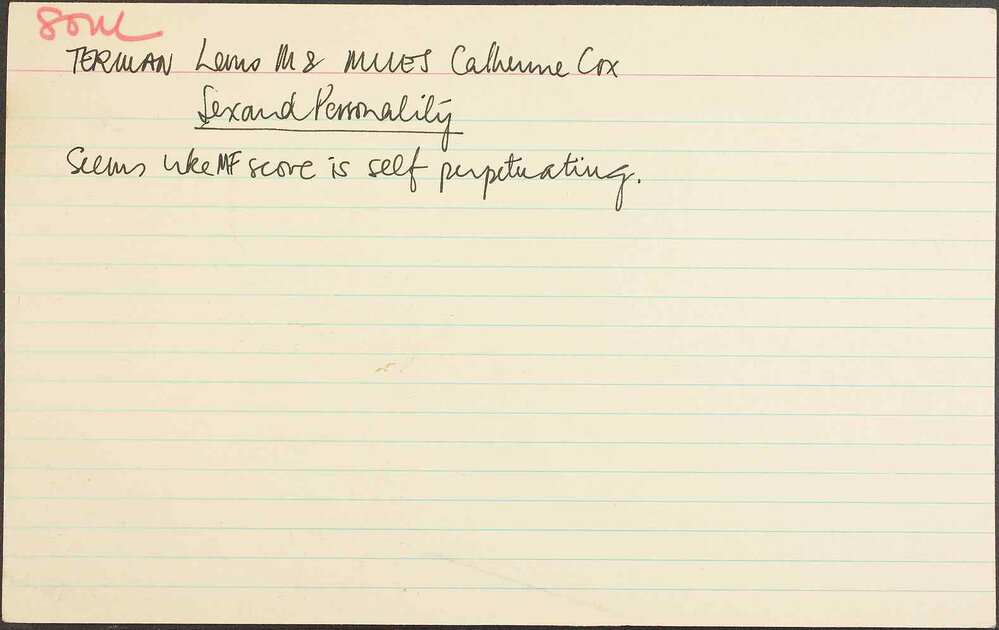 Soul. Terman Lewis M and Miles Catherine Cox