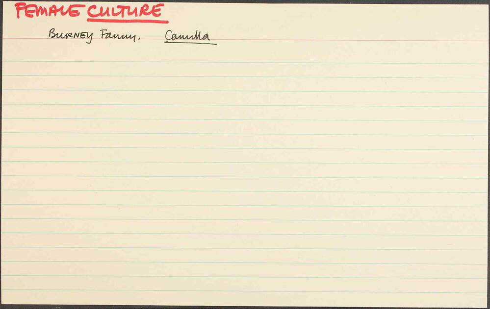 Female Culture. Burney