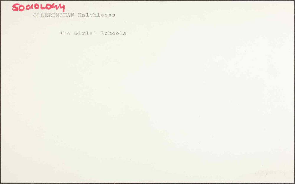 Sociology. Ollernshaw