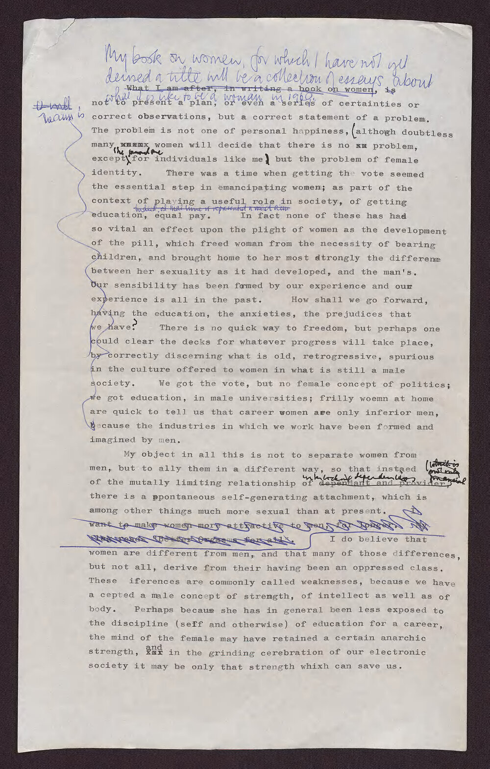 TFE [The Female Eunuch] Editorial 1968/69