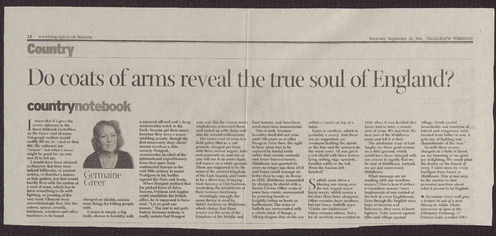 Do coats of arms reveal the true soul of England? DT128, 22/9/01