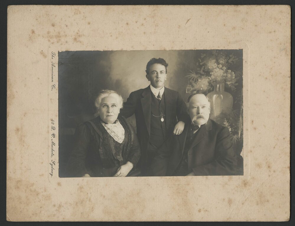 Portrait of Alan Rowland Chisholm and his parents, 1912