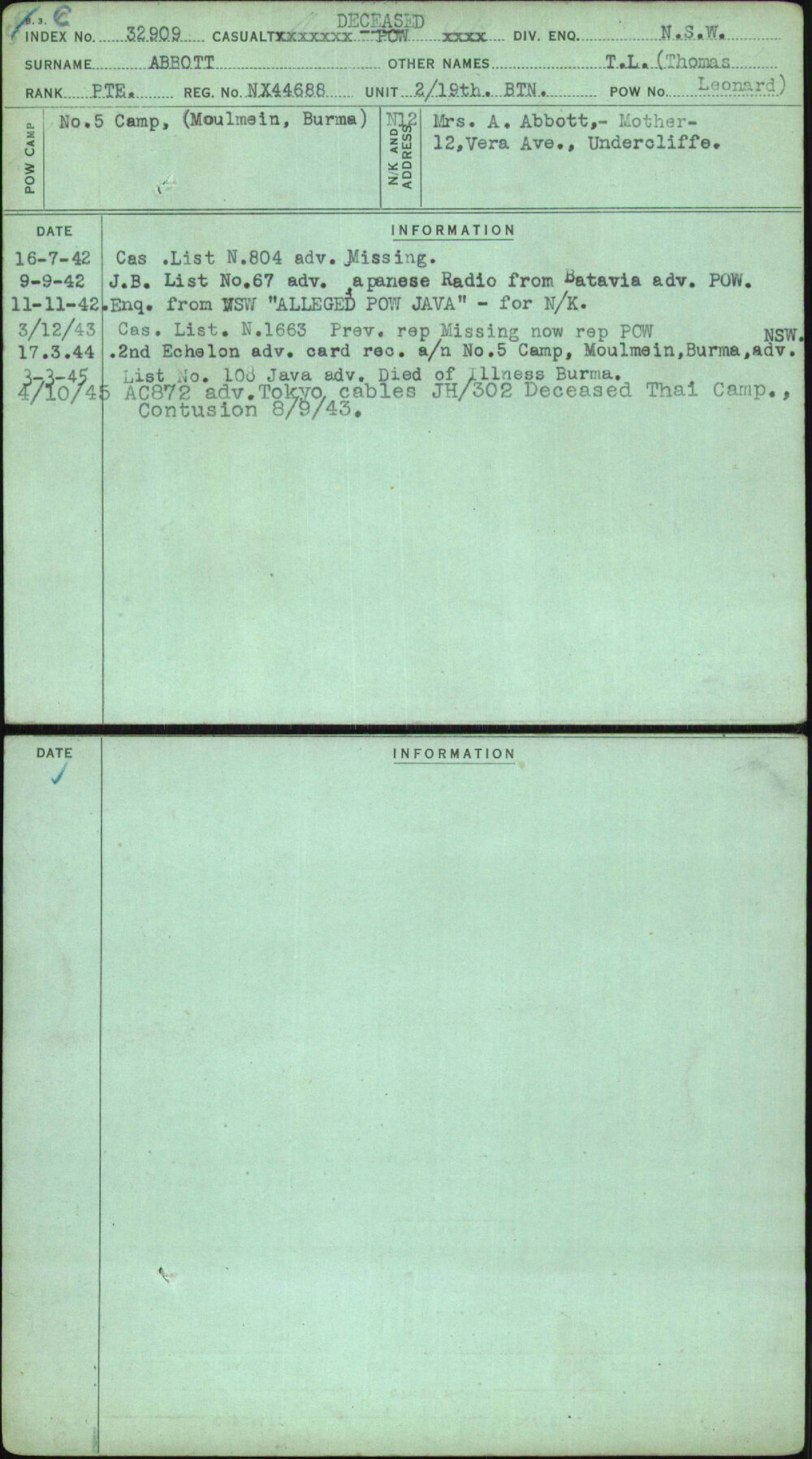 Abbott, Thomas Leonard, NX44688