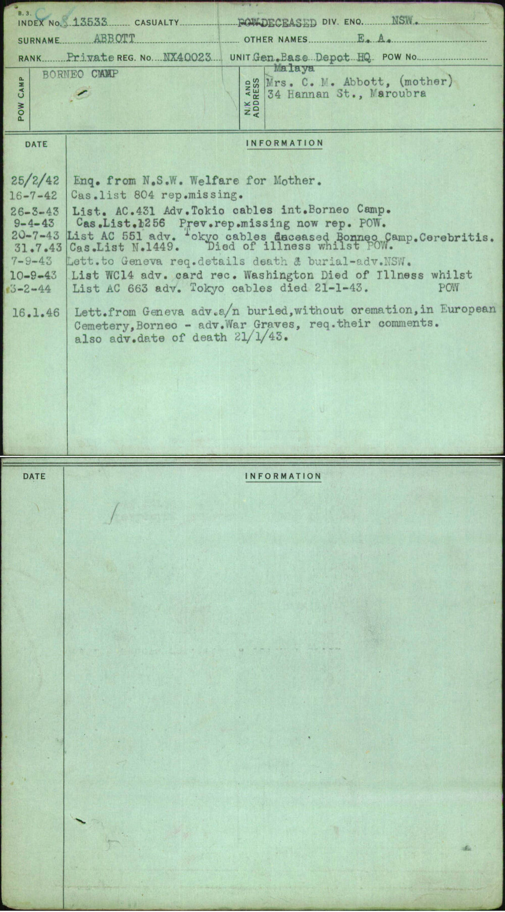 Abbott, E A, NX40023