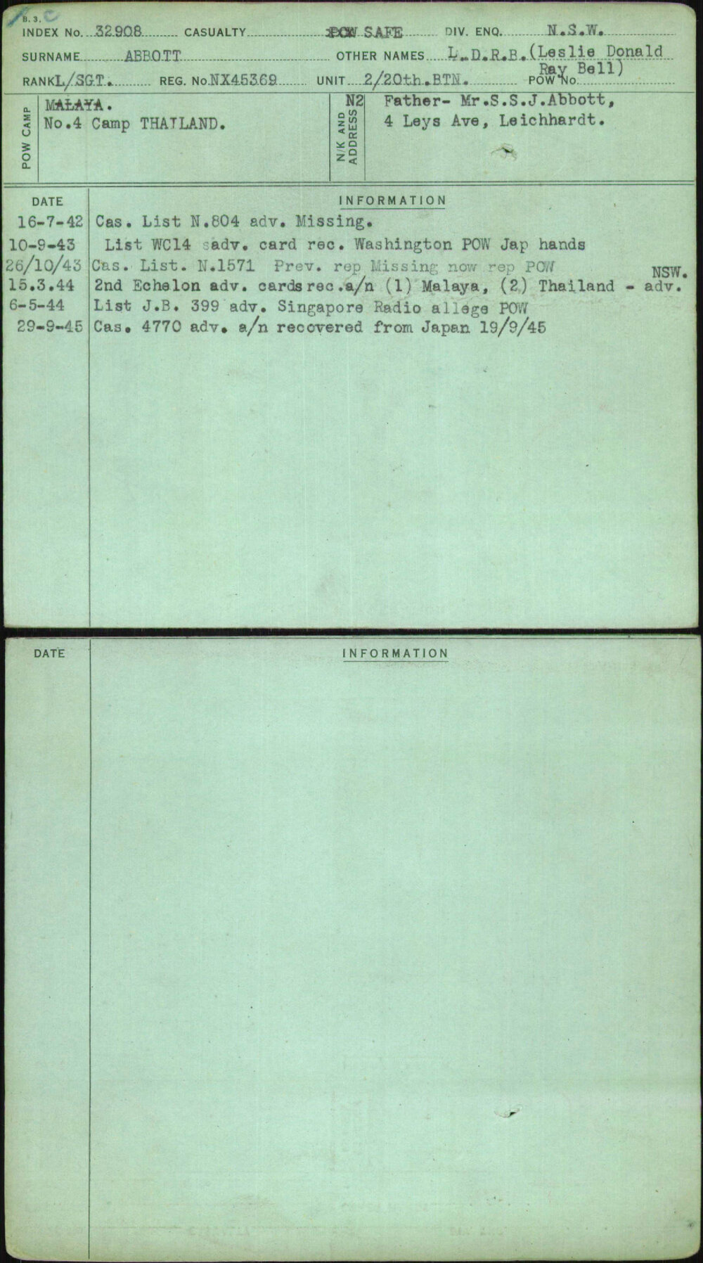 Abbott, Leslie Donald Ray Bell, NX45369