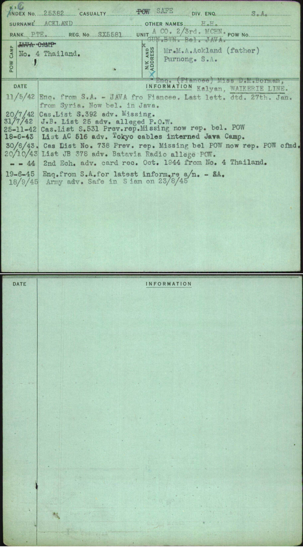 Ackland, H H, SX5581
