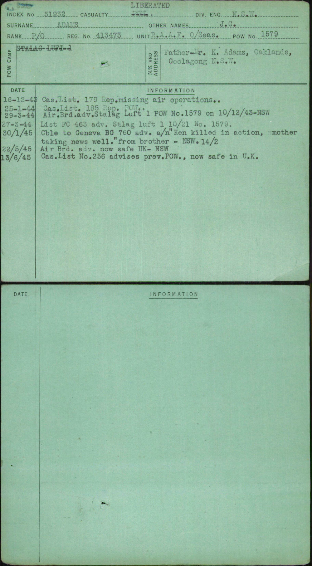 Adams, J C, 413473