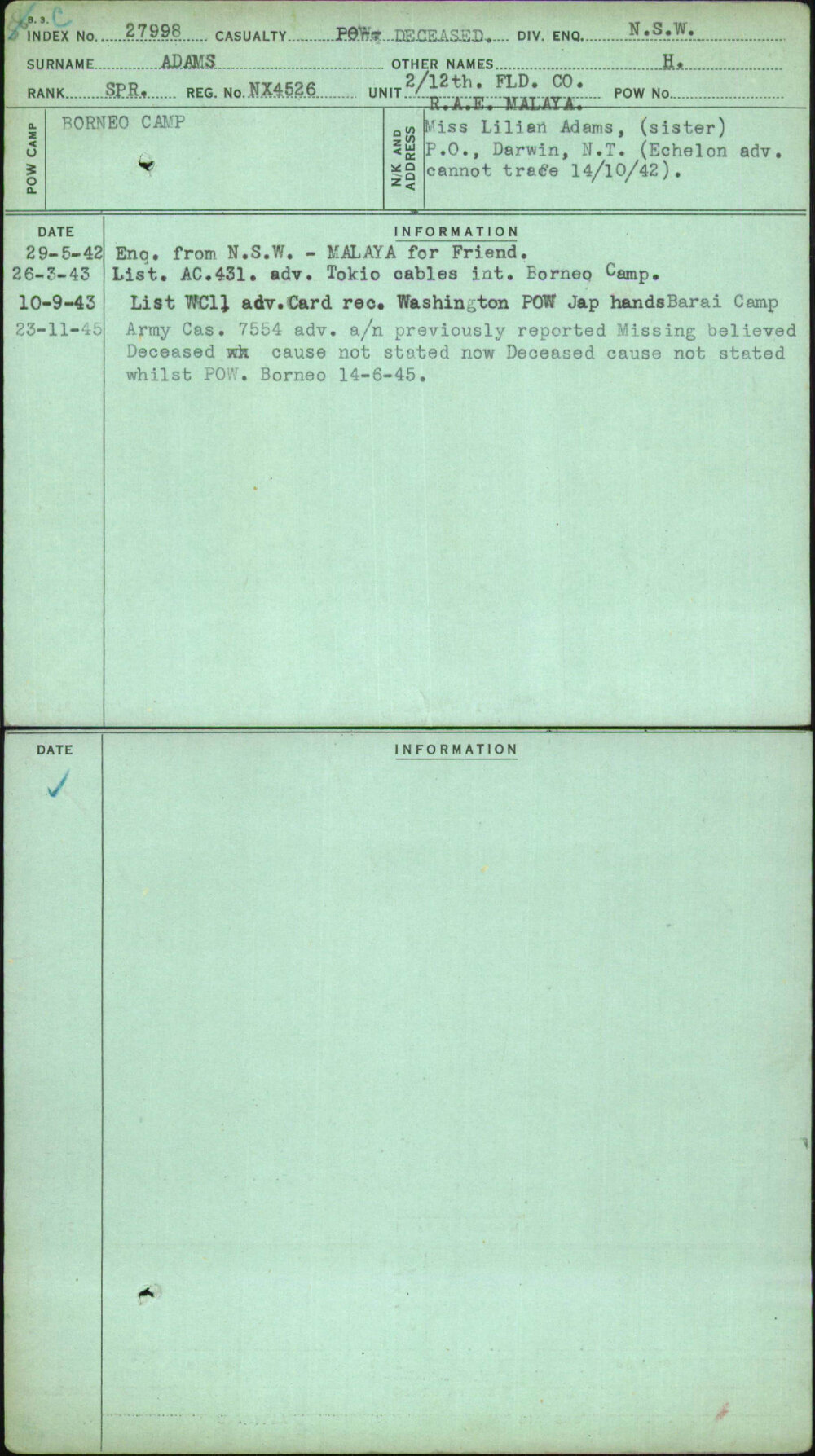 Adams, H, NX4526