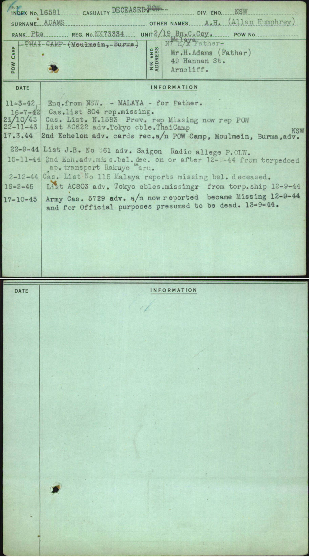 Adams, Allan Humphrey, NX73334